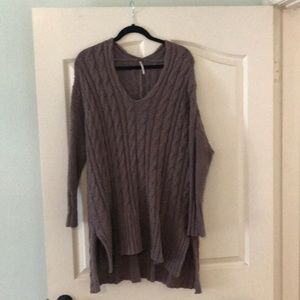 Free People oversized brown cable-knit sweater